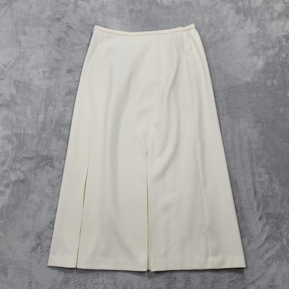 Vintage Norton McNaughton Skirt Womens 10P White Wool Blend Midi Stretch Office